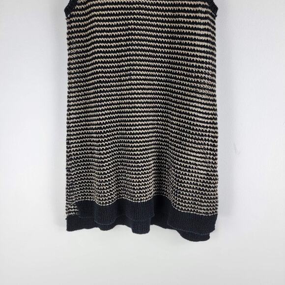 Eileen Fisher Fine Mesh Organic Cotton Linen Blend Tank Top Black size P - Picture 3 of 5